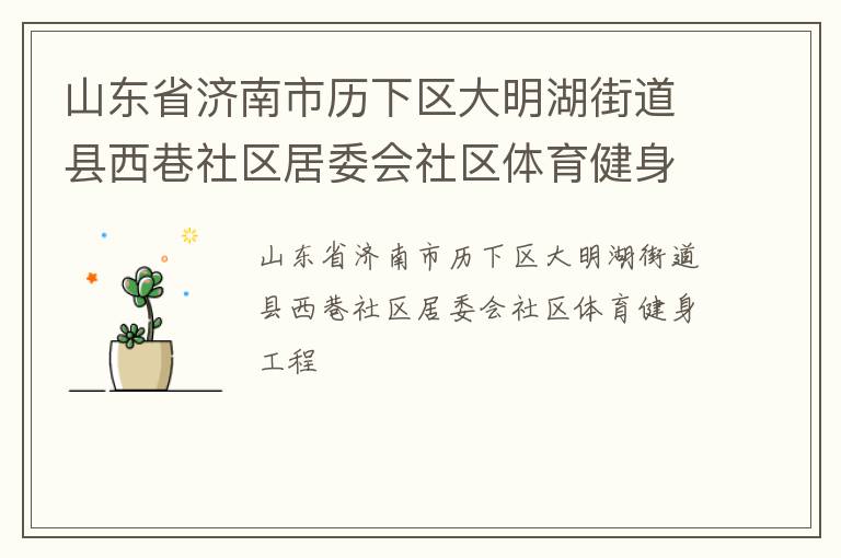山東省濟南市歷下區大明湖街道縣西巷社區居委會社區體育健身工程