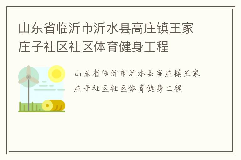 山東省臨沂市沂水縣高莊鎮王家莊子社區社區體育健身工程