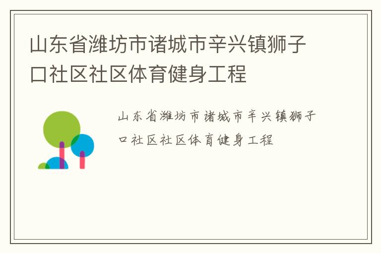 山東省濰坊市諸城市辛興鎮獅子口社區社區體育健身工程