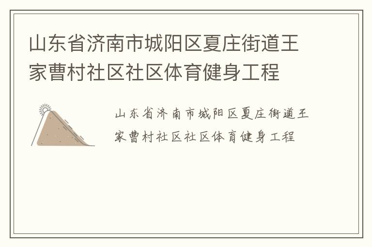 山東省濟南市城陽區夏莊街道王家曹村社區社區體育健身工程
