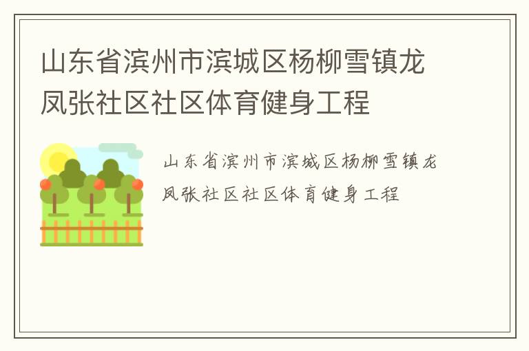 山東省濱州市濱城區(qū)楊柳雪鎮(zhèn)龍鳳張社區(qū)社區(qū)體育健身工程