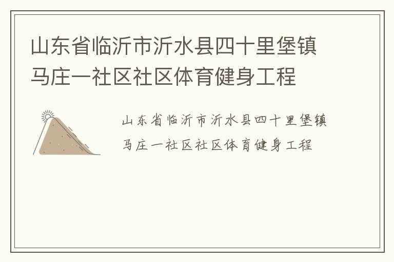 山東省臨沂市沂水縣四十里堡鎮馬莊一社區社區體育健身工程