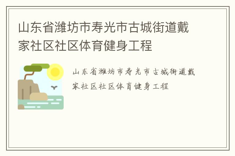 山東省濰坊市壽光市古城街道戴家社區社區體育健身工程