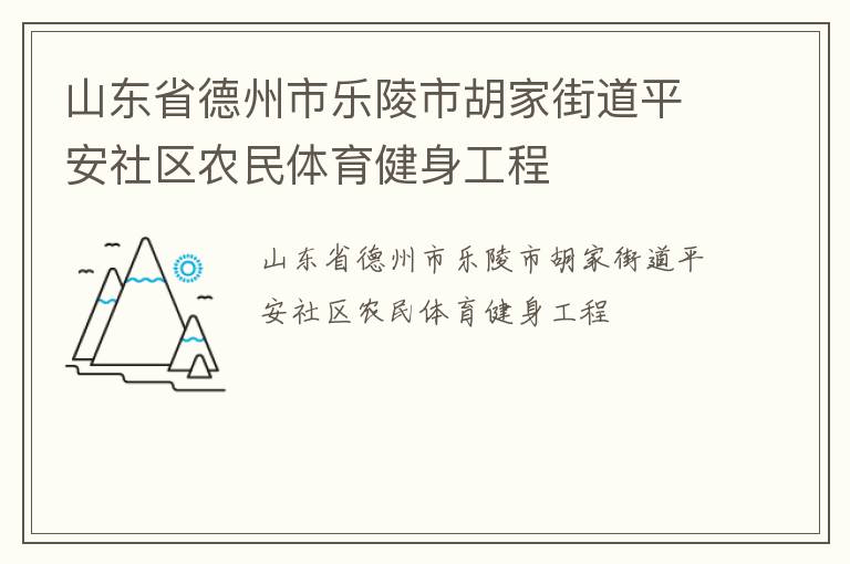 山東省德州市樂陵市胡家街道平安社區農民體育健身工程