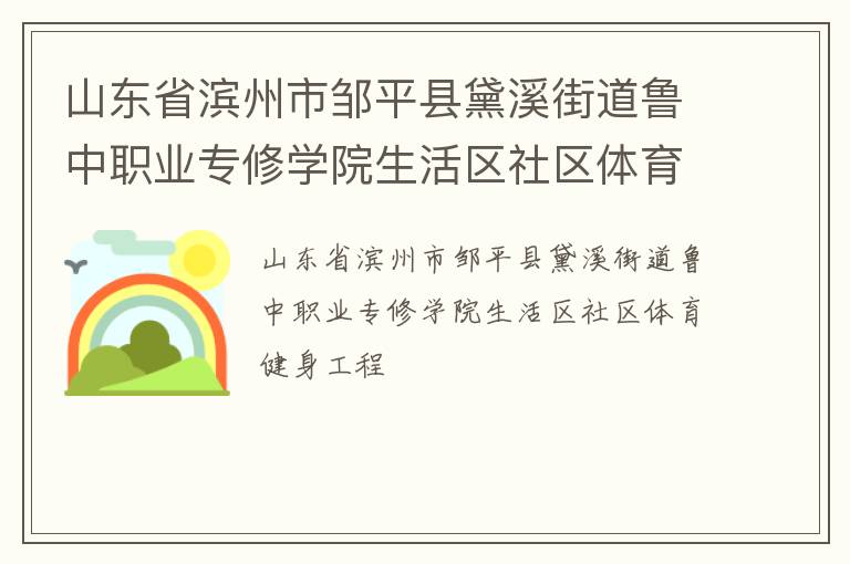 山東省濱州市鄒平縣黛溪街道魯中職業專修學院生活區社區體育健身工程