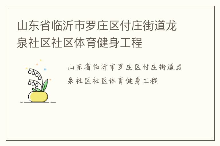 山東省臨沂市羅莊區付莊街道龍泉社區社區體育健身工程
