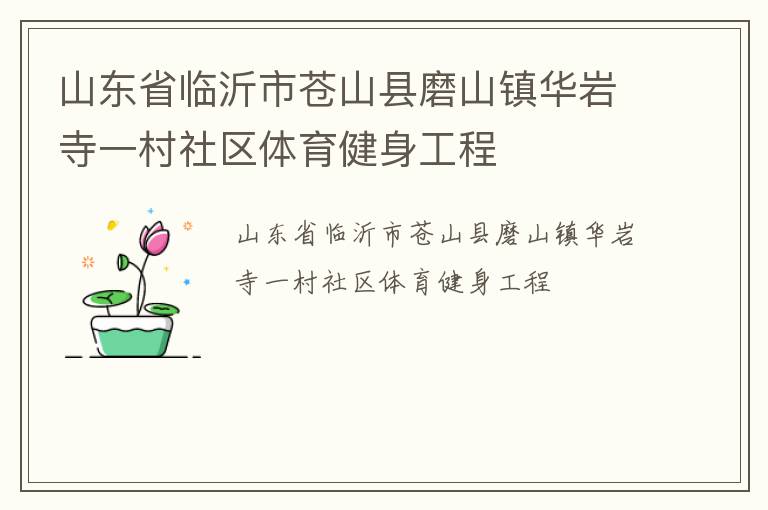 山東省臨沂市蒼山縣磨山鎮華巖寺一村社區體育健身工程