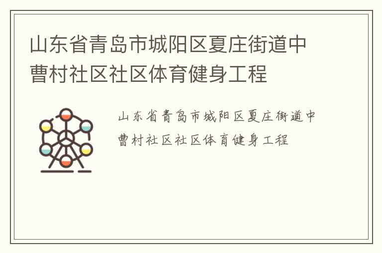山東省青島市城陽(yáng)區(qū)夏莊街道中曹村社區(qū)社區(qū)體育健身工程