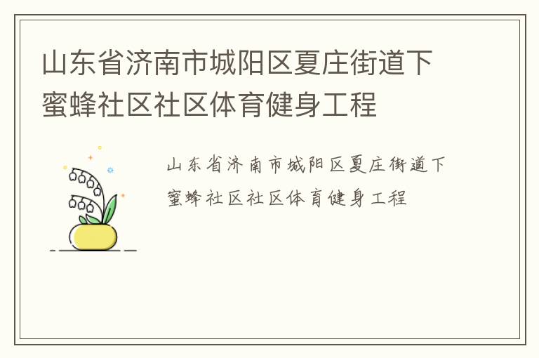 山東省濟南市城陽區夏莊街道下蜜蜂社區社區體育健身工程