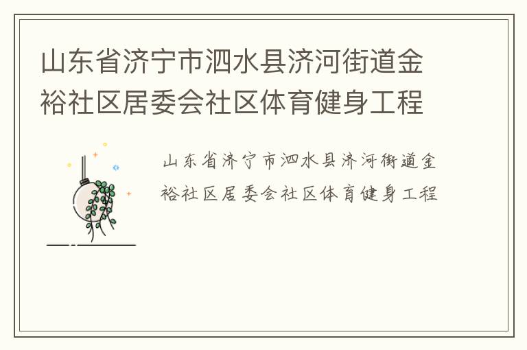 山東省濟寧市泗水縣濟河街道金裕社區居委會社區體育健身工程