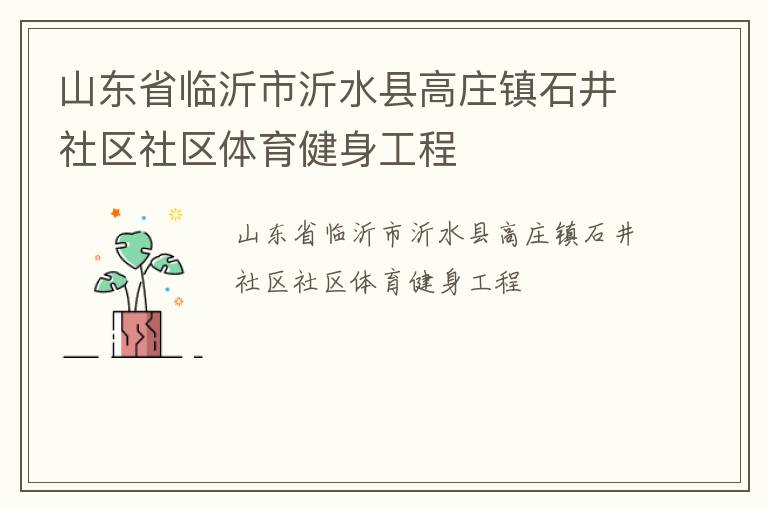 山東省臨沂市沂水縣高莊鎮(zhèn)石井社區(qū)社區(qū)體育健身工程