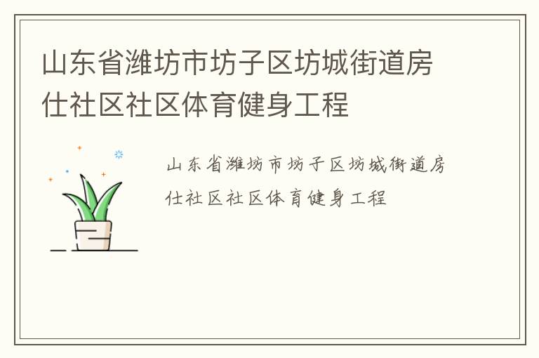 山東省濰坊市坊子區坊城街道房仕社區社區體育健身工程