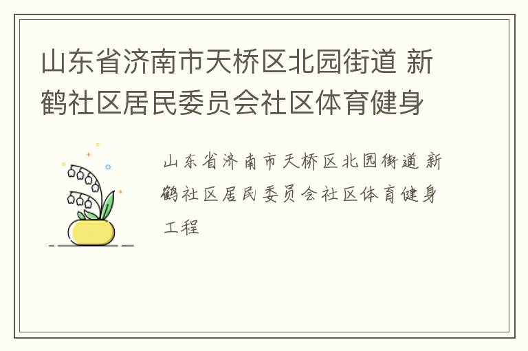 山東省濟南市天橋區北園街道 新鶴社區居民委員會社區體育健身工程