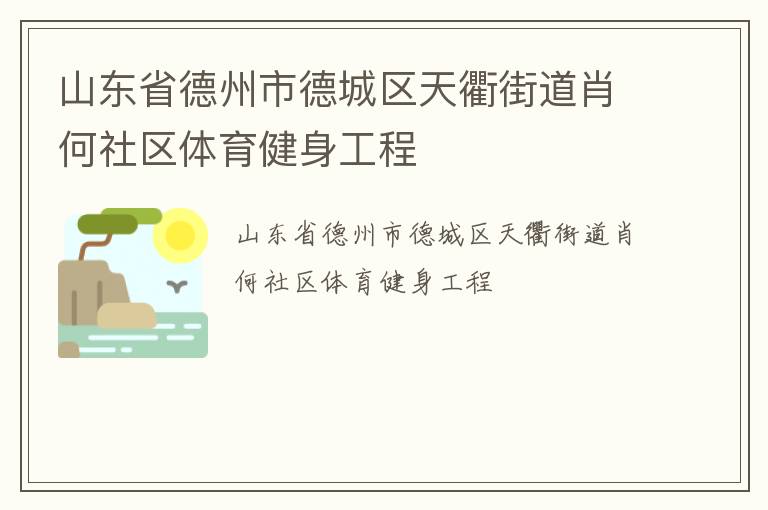山東省德州市德城區(qū)天衢街道肖何社區(qū)體育健身工程