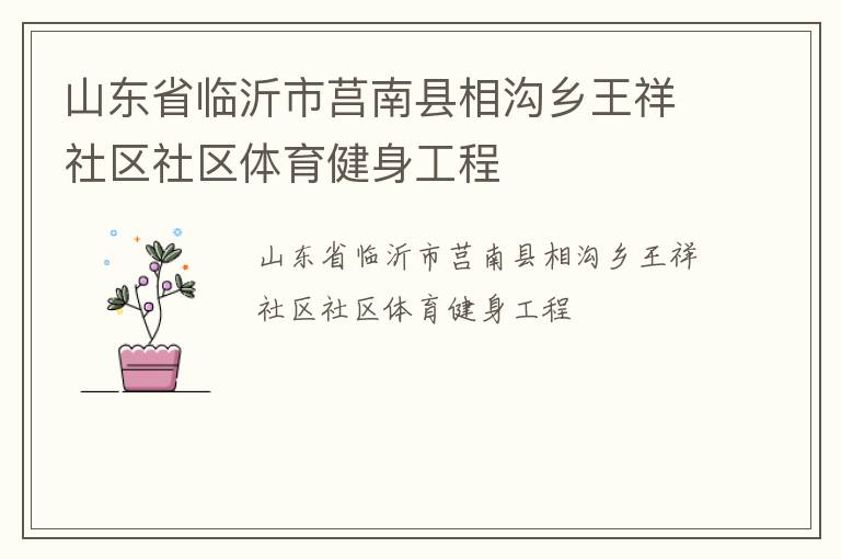 山東省臨沂市莒南縣相溝鄉王祥社區社區體育健身工程