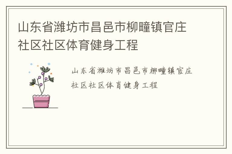 山東省濰坊市昌邑市柳疃鎮官莊社區社區體育健身工程