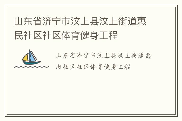 山東省濟寧市汶上縣汶上街道惠民社區社區體育健身工程