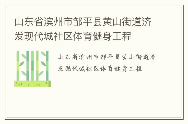 山東省濱州市鄒平縣黃山街道濟發現代城社區體育健身工程