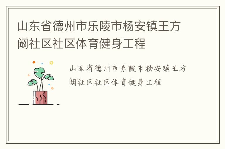 山東省德州市樂陵市楊安鎮王方闞社區社區體育健身工程