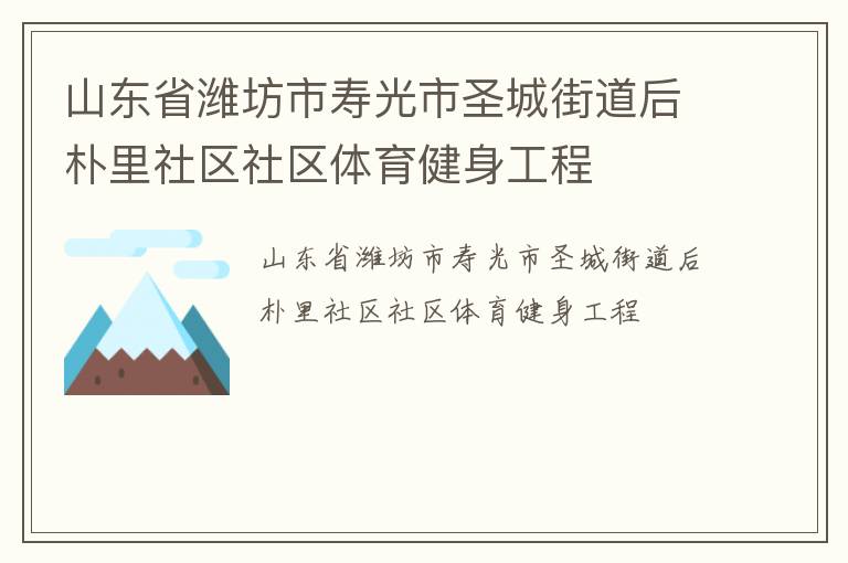 山東省濰坊市壽光市圣城街道后樸里社區社區體育健身工程