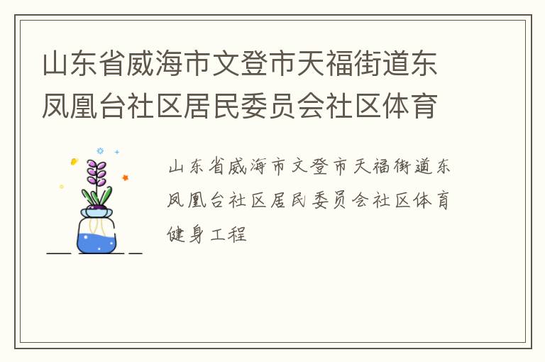 山東省威海市文登市天福街道東鳳凰臺社區居民委員會社區體育健身工程