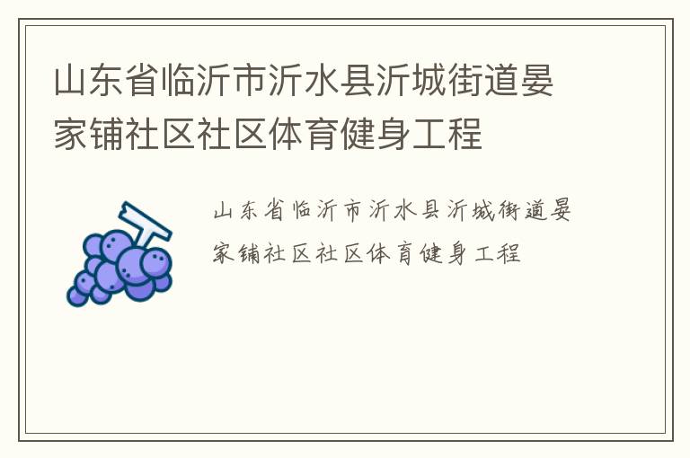 山東省臨沂市沂水縣沂城街道晏家鋪社區社區體育健身工程