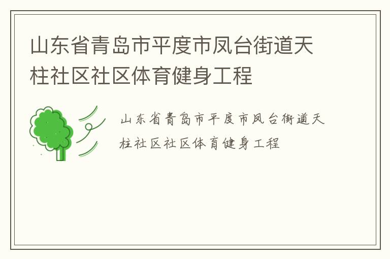 山東省青島市平度市鳳臺街道天柱社區社區體育健身工程