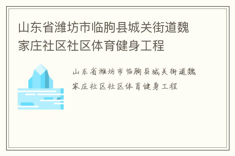 山東省濰坊市臨朐縣城關街道魏家莊社區社區體育健身工程