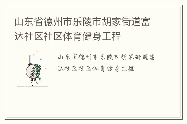山東省德州市樂陵市胡家街道富達社區社區體育健身工程