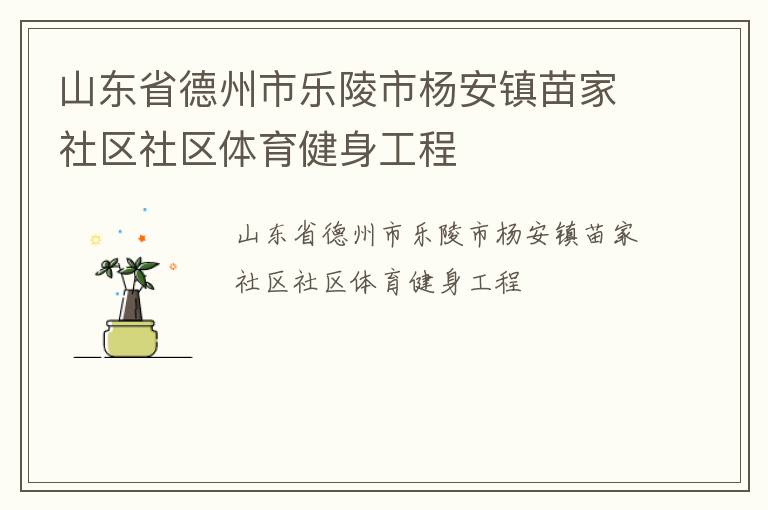 山東省德州市樂陵市楊安鎮苗家社區社區體育健身工程