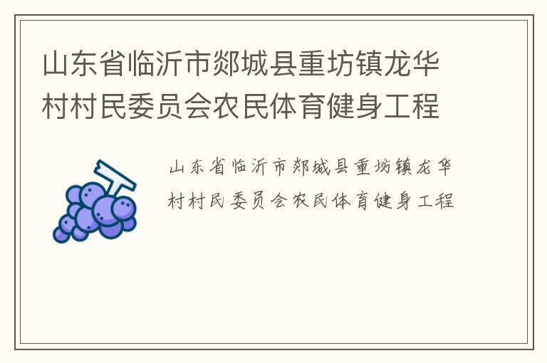 山東省臨沂市郯城縣重坊鎮(zhèn)龍華村村民委員會(huì)農(nóng)民體育健身工程