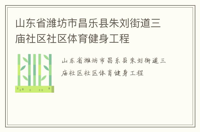 山東省濰坊市昌樂縣朱劉街道三廟社區社區體育健身工程