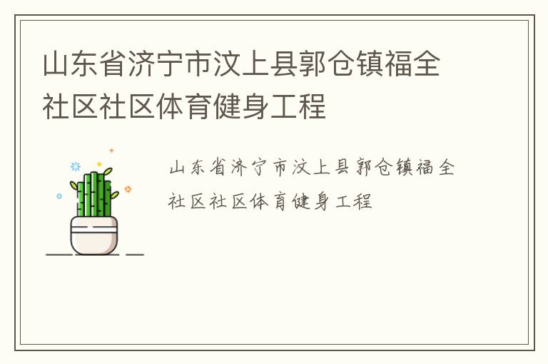 山東省濟寧市汶上縣郭倉鎮福全社區社區體育健身工程