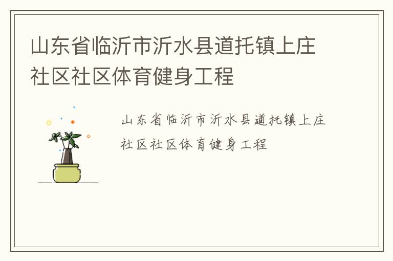 山東省臨沂市沂水縣道托鎮上莊社區社區體育健身工程
