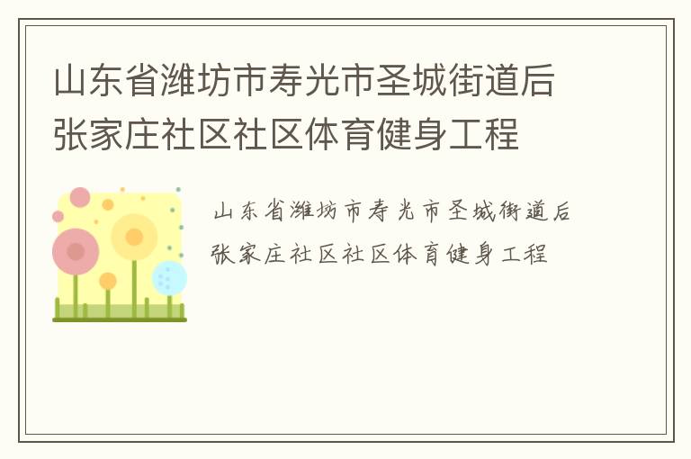 山東省濰坊市壽光市圣城街道后張家莊社區社區體育健身工程