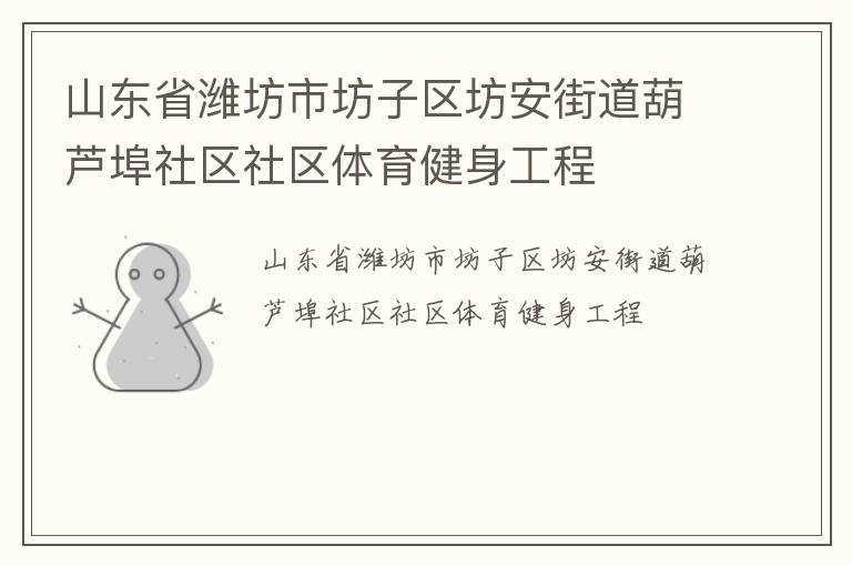 山東省濰坊市坊子區坊安街道葫蘆埠社區社區體育健身工程