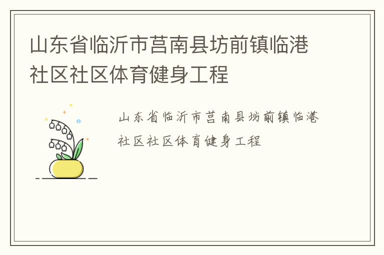 山東省臨沂市莒南縣坊前鎮臨港社區社區體育健身工程