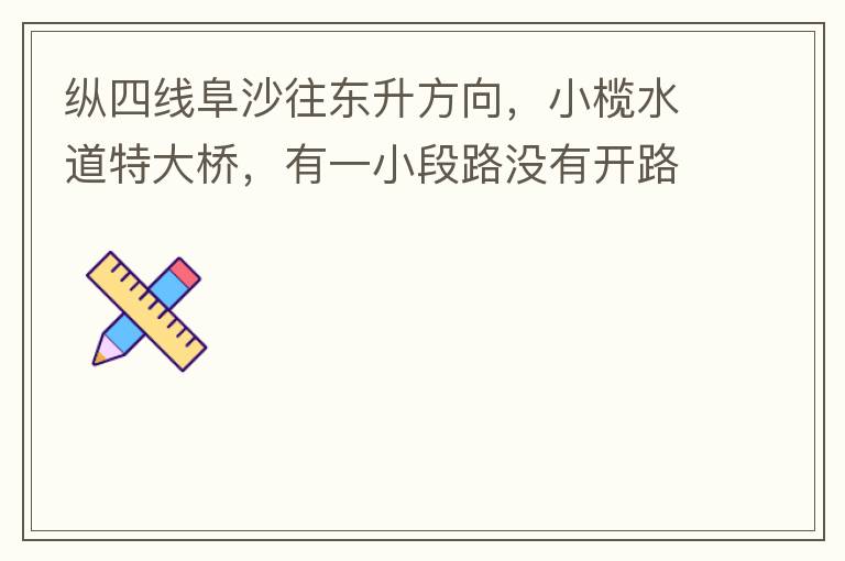 縱四線阜沙往東升方向，小欖水道特大橋，有一小段路沒有開路燈，阜沙往東升上橋的一小段路，沒有開，其他都開了，為什么這一段路不開，經過的時候感覺很奇怪。