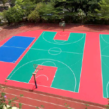 天津大港橡膠球場地面建設籃球場硅PU面漆施工